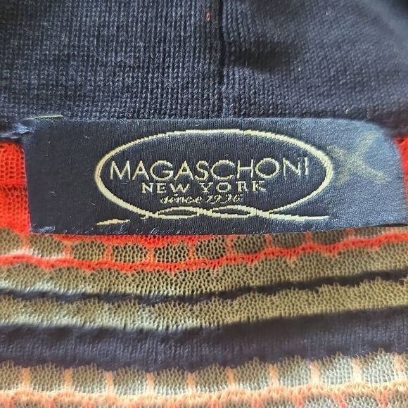MAGASCHONI BRAND. NAVY/ ORANGEBOMBRE STRIPE CARDIGAN LONG SLEEVE, NWOT, SZ. S - Picture 6 of 7